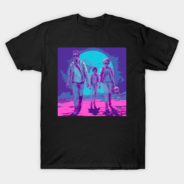 Vaporwave Retrowave Synthwave apocalypse illustration Zombies Zombie Skull T-Shirt by bullquacky